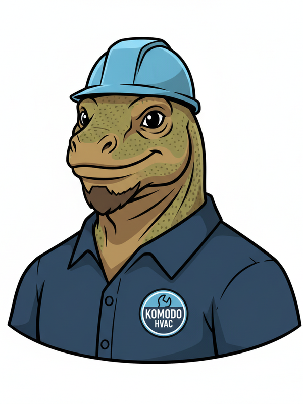 Komodo HVAC technician working on a residential HVAC system